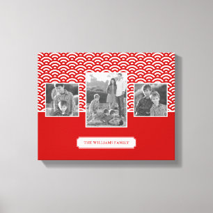 Toile Motif japonais rouge Photos et textes de famille