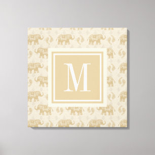 Toile Motif kaki de caravane d'éléphant du monogramme 