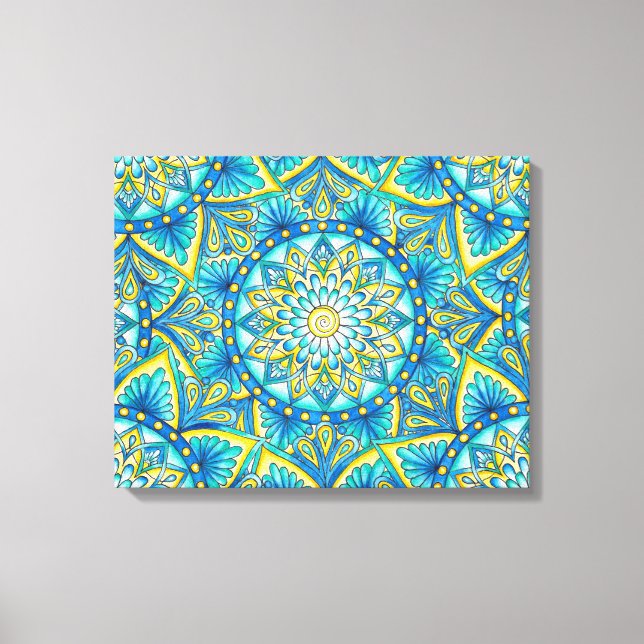 Toile Motif Mandala bleu turquoise (Recto)