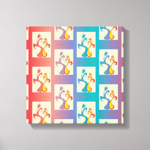 Toile Motif moderne rouge, violet et bleu Tulip Couple