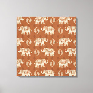 Toile Motif orange de caravane d'éléphant