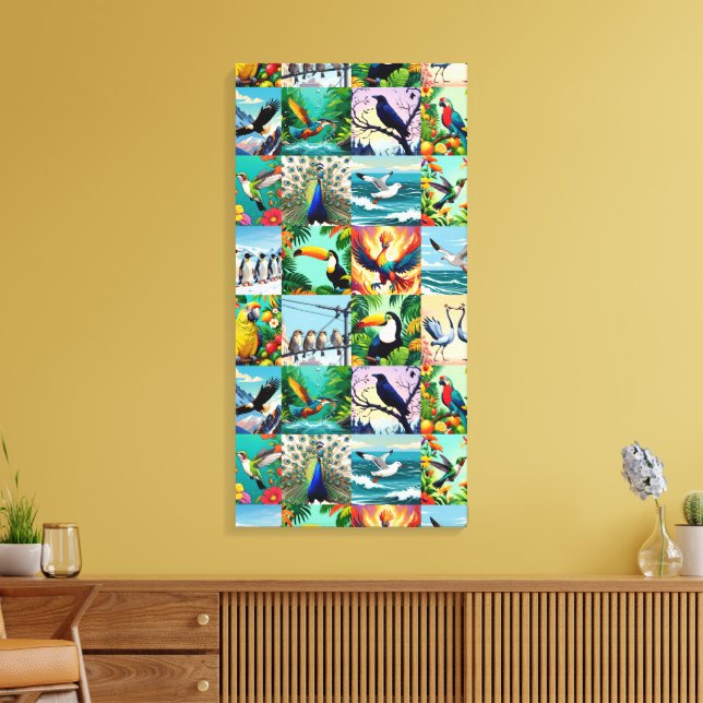 Toile Motif patchwork d'oiseaux  (Insitu(Salon))