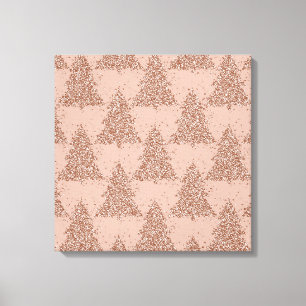 Toile Motif Posh Tree   Glam Rose Gold Blush Noël