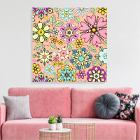Motif sans couture de couleurs de fleurs rétro de