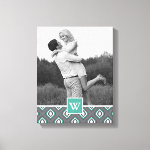 Toile Motif tribal Retro Ikat   Photo avec Monogramme