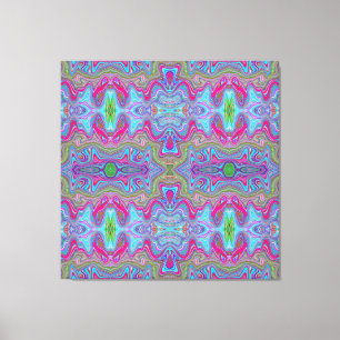 Toile Motif Trippy Multicolore Ciel Ondulé Bleu
