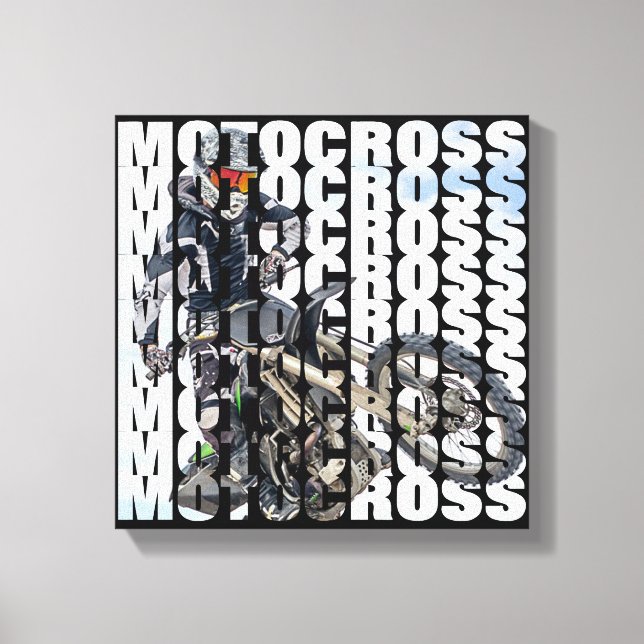 Toile Motocross Sports Dirt Biker Typographie (Recto)