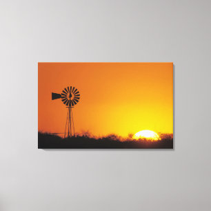 Toile Moulin à vent au coucher du soleil, Sinton, Texas