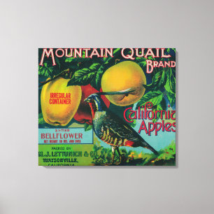 Toile Mountain Quail Apple Crate Étiquette