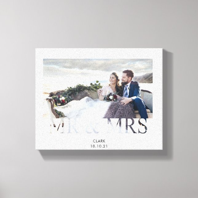 Toile Mr & Mrs romtic love couple photo mariage (Recto)