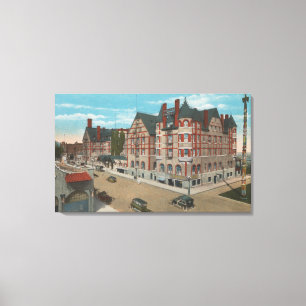 Toile Mt. Rainier, WA - Vue sur le Tacoma Hotel &