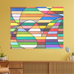 Toile Multicolor Abstrait avec géométrie incurvée