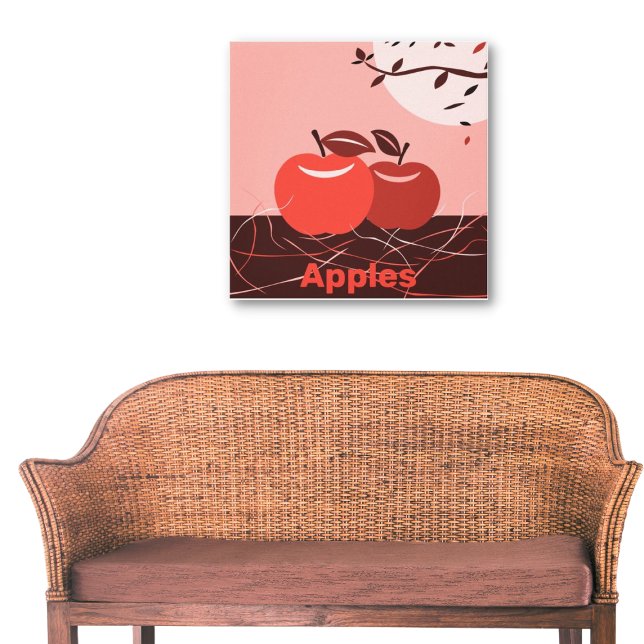 Toile Mur de cuisine élégante Red Apple (Stylish Pink-Red Apple Kitchen Wall Canvas Print, Entryway)