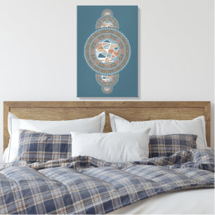 Toile Mur Mandala Abstrait Turquoise or personnalisé