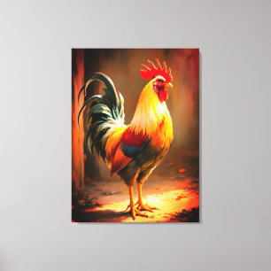 Toile murale colorée représentant un coq