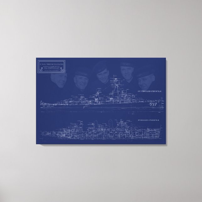 Toile Museum Ship The Sullivans Blueprint with Brothers (Recto)