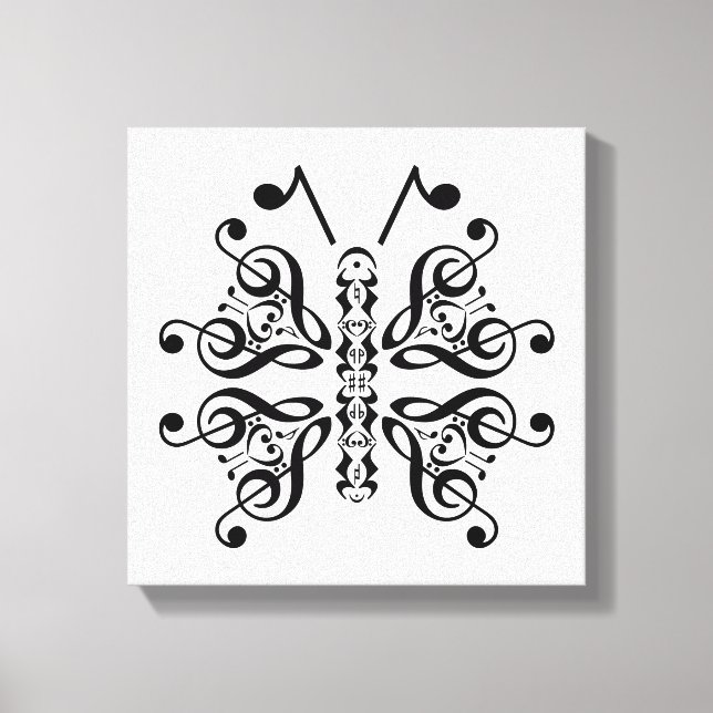 Toile Musical Papillon Musique Note Conception de défile (Recto)