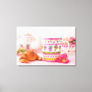 Toile Musique Au Thé, Croissant Et Fleur