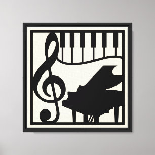 Toile Musique élégante Clavier de piano Note de clé de s