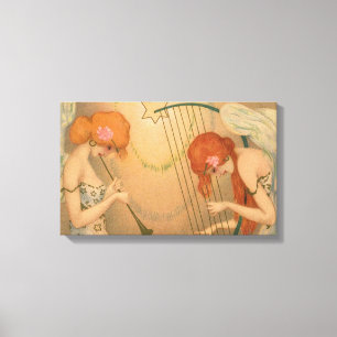 Toile Musique vintage Victorian Angels Musiciens Flute H