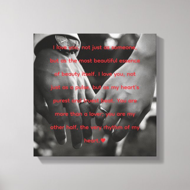 Toile My Other Half" Romantic Heartbeat Quote Canvas (Recto)
