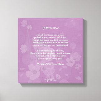 Toile MyPoetTree, À Ma Mère,