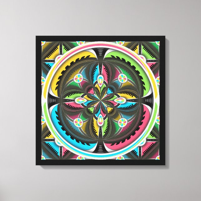 Toile Native American Mandala Colorful Abstract art (Recto)