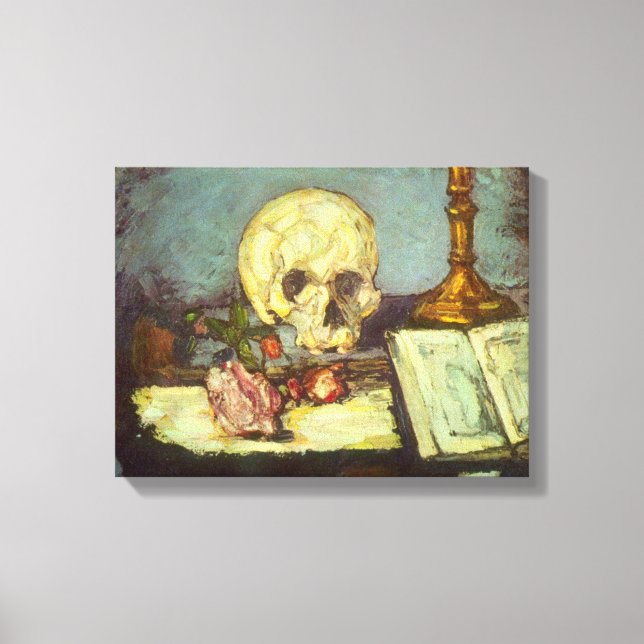 Toile Nature morte avec crâne, bougie, livre de Paul Cez (Recto)