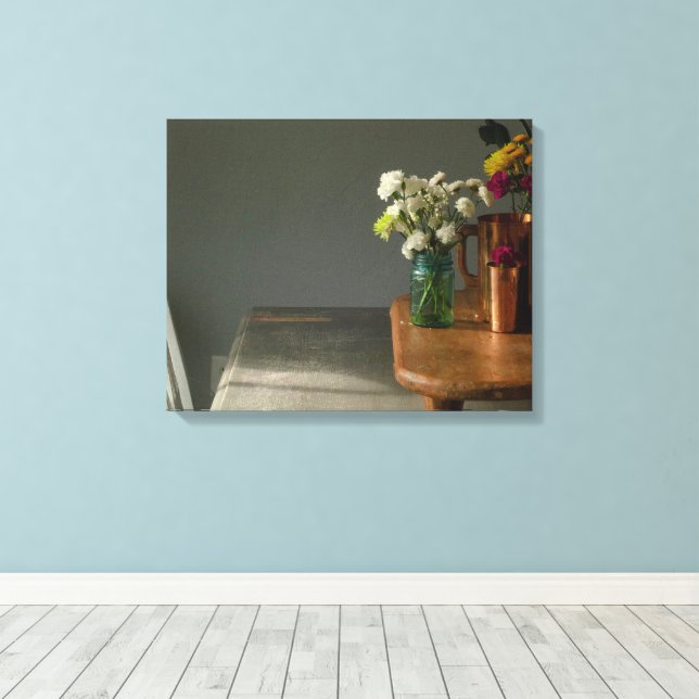 Toile Nature morte avec verre bleu (Insitu (Plancher de Bois))