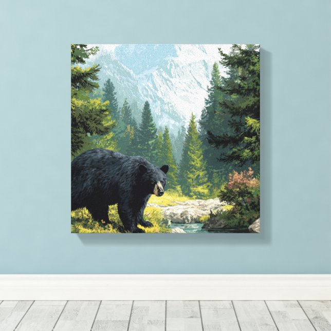 Toile Nature Ours Noir (Insitu (Plancher de Bois))
