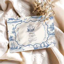 Toile Nautical Baby Showdiapper Raffle Begleitkarte
