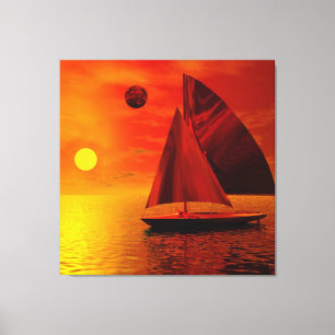 Toile Navigation au coucher du soleil
