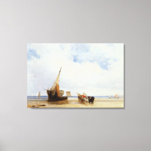 Toile Navires échoués et un chariot près de Trouville