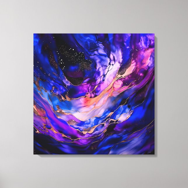 Toile Nebula de l'espace violet dans l'encre d'alcool (Recto)