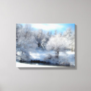 Toile Neige Surréelle Avec Des Arbres D'Hiver Blanches F
