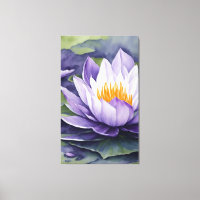 Nénuphar pourpre - Aquarelle de fleurs Art Imprime