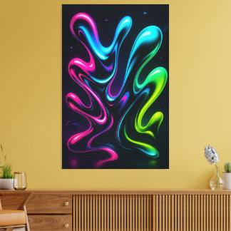 Toile Neon Dreams II Abstract Canvas | Chrome Wall Art