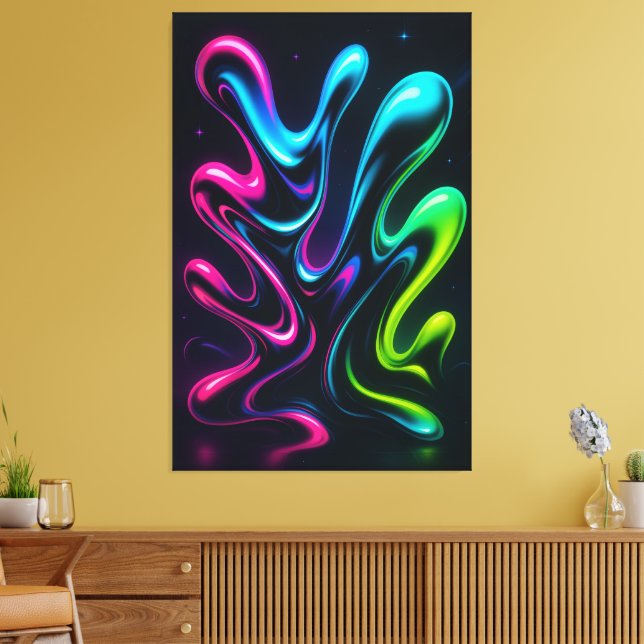 Toile Neon Dreams II Abstract Canvas | Chrome Wall Art (Insitu(Salon))