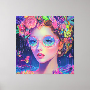 Toile Neon Garden Goddess