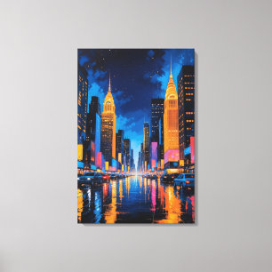 Toile Neon Metropolis - Vibrant Nightscape Art