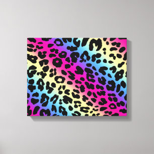 Toile Neon Rainbow Leopard Motif Imprimer