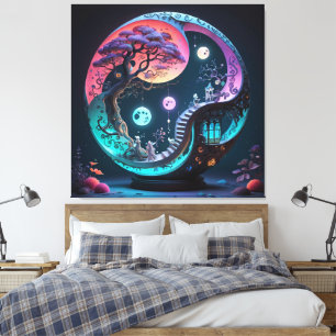 Toile Neon Yin Yang Imaginaire surréel 1