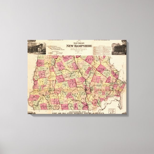Toile New HampshireCarte panoramiqueNew Hampshire (Recto)