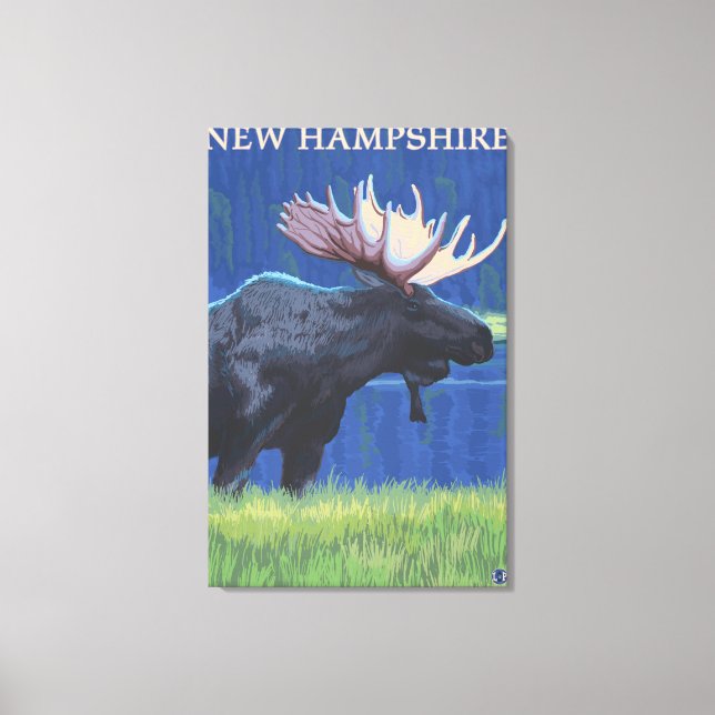 Toile New HampshireMoose au clair de lune (Recto)