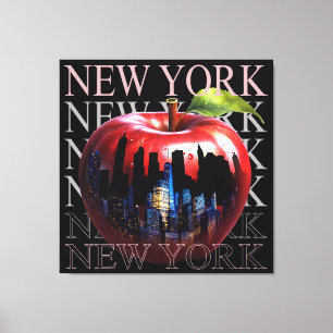 Toile New York La Grande Pomme Fruit Silhouette Ville