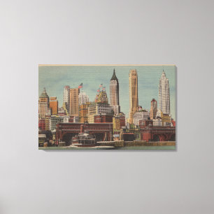 Toile New York, NY - Downtown Skyline de Staten