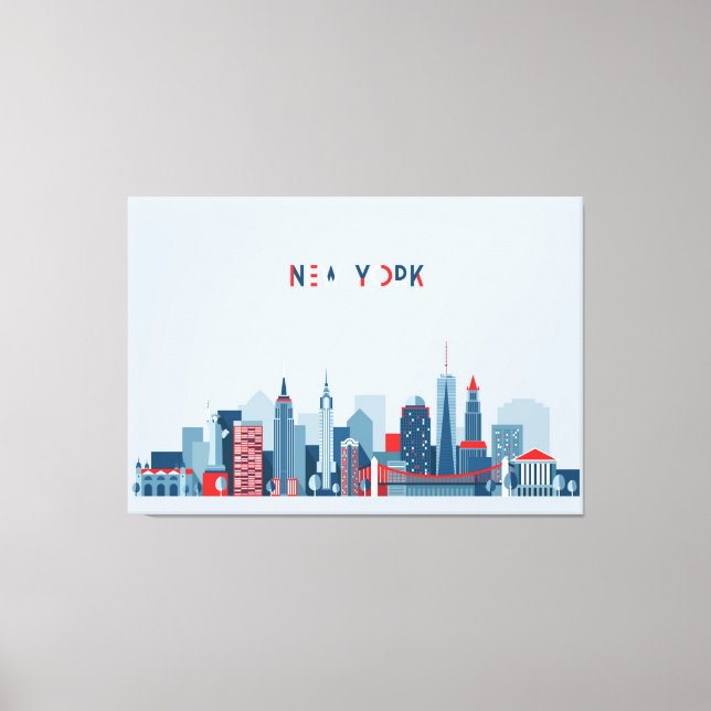 Toile New York | Rouge, blanc et bleu (Recto)