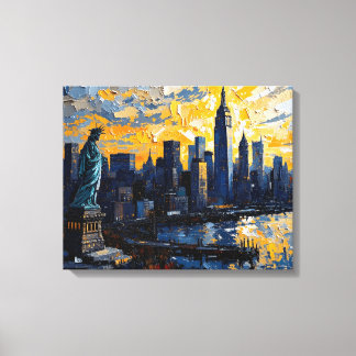 Toile New York Skyline Sunset Canvas Wall Art