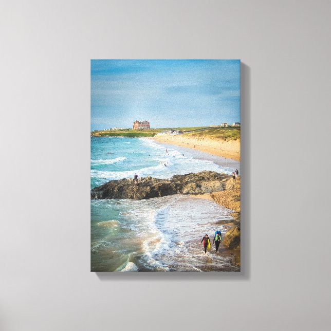 Toile Newquay Fistral Beach au coucher du soleil (Recto)