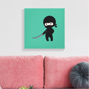 Toile Ninja minuscule en colère sur vert